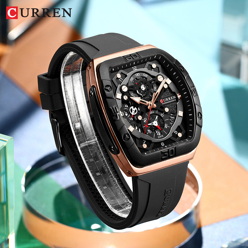 Montre militaire chronographe à quartz étanche avec bracelet en silicone pour homme, montres de sport, horloge, marque de luxe, nouveau