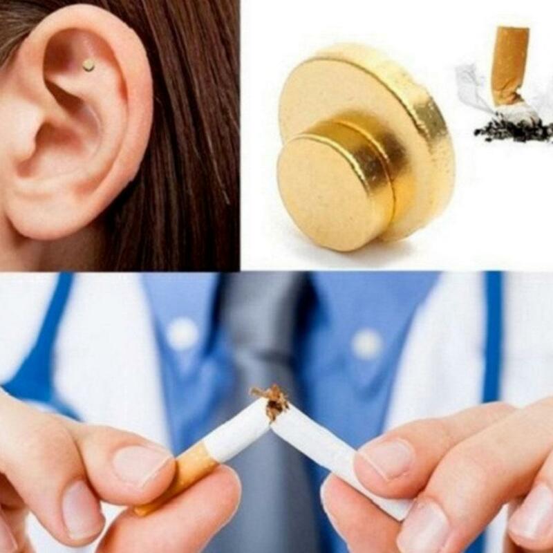 2 Buah Berhenti Merokok Magnet Merangsang Telinga Eksternal Bahan Sehat Tidak Beracun Menghilangkan Berhenti Merokok Akupresur Patch