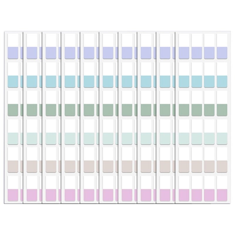 Kolorowa przylepna zakładka indeksu do klasyfikacji plików notatek. Etykieta możliwością zapisu 3 rozmiarach