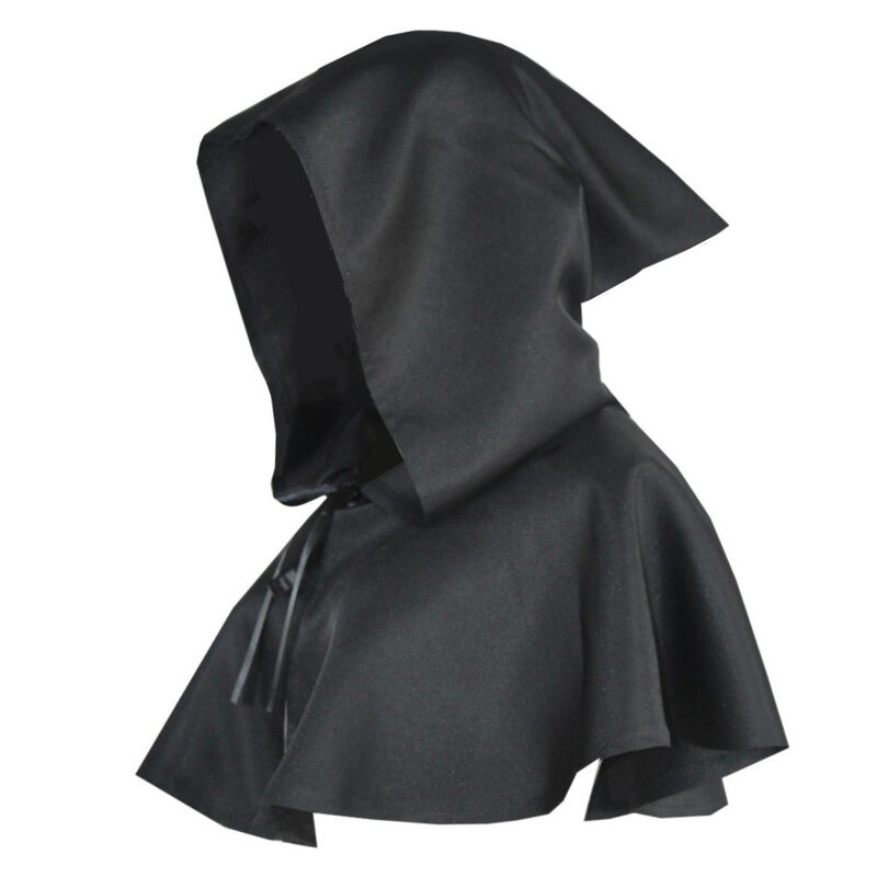 Halloween Cosplay Death Cape Short Hooded Cloak Hat Wizard Witch Costumes Vampire Devil Wizard Black Cape Cowl Party Accessories