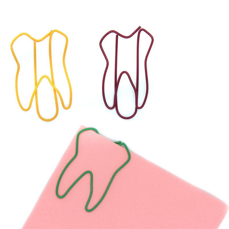 다채로운 치아 모양 클립 종이 클립, 크리에이티브 노트 클립, 파티 선물용 종이 핀 클립, 사무실 핸드 계정, 무작위 50 개