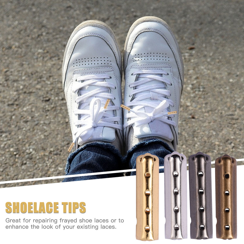 Supvox 80pcs Metal Aglets DIY Shoelaces Repair Shoe Lace Tips Replacement End Shoelace Accessories