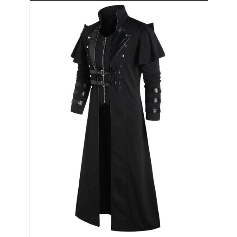 Пальто в стиле панк средневековой эпохи Возрождения реквизит для выступлений костюм для фотосъемки длинное пальто с разрезом в стиле ретро