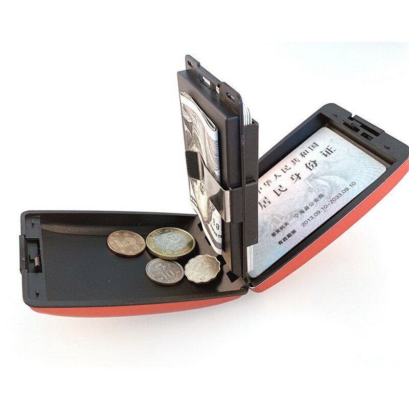 1PC porta carte di credito Unisex in alluminio che blocca il portafoglio con custodia rigida scansione solida della carta di credito proteggi il porta carte di credito donna e uomo