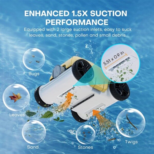 أوفوزي-منظف حمام سباحة آلي لاسلكي ، طاقة شفط أوتوماتيكية ، بحد أقصى دقيقة ، شحن 3 ساعات ، 1.5 × ، سايبر ، سريع