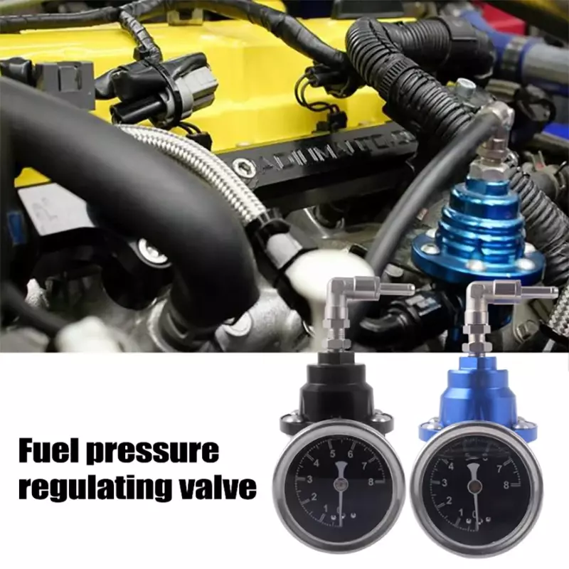 Universal regulador de pressão de combustível de alumínio ajustável regulador de pressão automóvel com kit calibre peças reposição automóvel