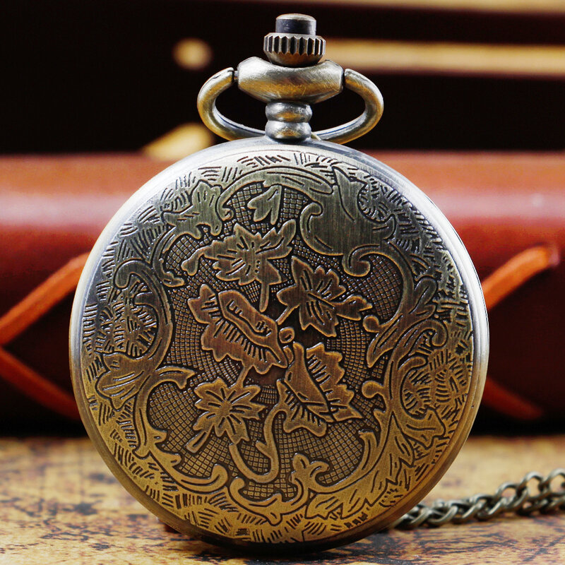 Movimento de quartzo bolso relógios minimalismo do vintage meio caçador bolso fob relógio colar com corrente reloj bolsillo hombre