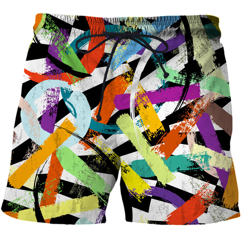 Mens Hipster 3D Geometric Pattern Printed Summer Quick Dry Beach Board Shorts 2023 Brand Men Streetwear Boardshorts Beach Shorts