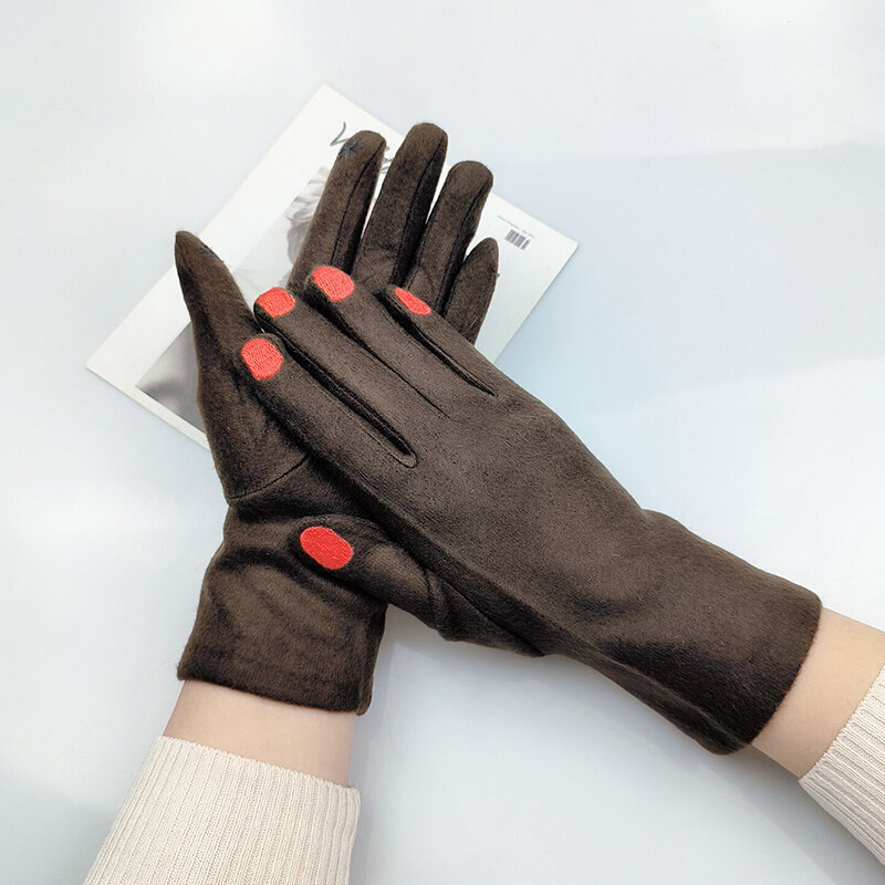 Frauen Kreative Nagellack Stickerei Handschuhe Gnade Dame Mode Vintage Fahren Vollfinger-handschuhe Mädchen Touch Screen Warme T124A