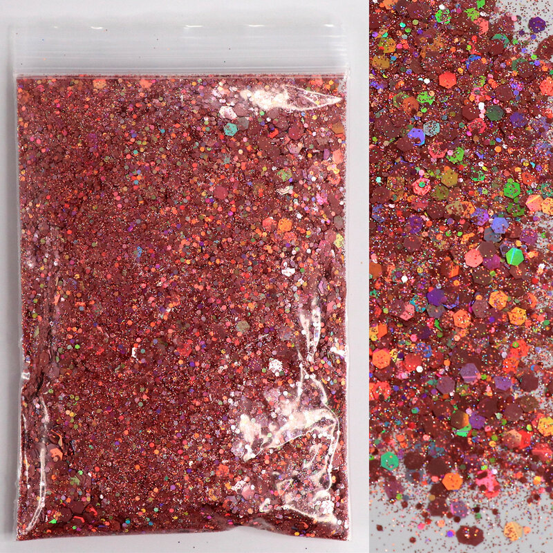 10 g/bag holográfica sereia arte do prego glitter mix tamanho chunky-hexágono forma a laser lantejoulas brilhante manicure flocos decoração