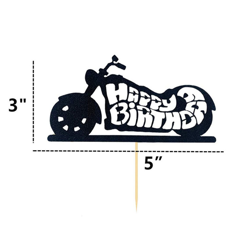 Motocross Birthday Party Decoration Cake Cupcake Toppers Motorcycle Banner Cake Decor for Man's or Boy's Birthday Party Supplies