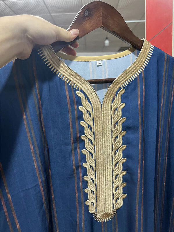 Islam baju pria Kaftan bordir Maroko gaun panjang longgar djellas Aba Abaya Arab Saudi Jubba Thobe untuk pria jubah Muslim