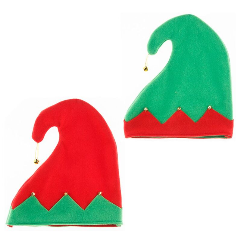 Elf Cap Plush Hat with Metal Bell Decoration for Christmas Santa's Helper Hats Caps Party Accessories Photo Pros