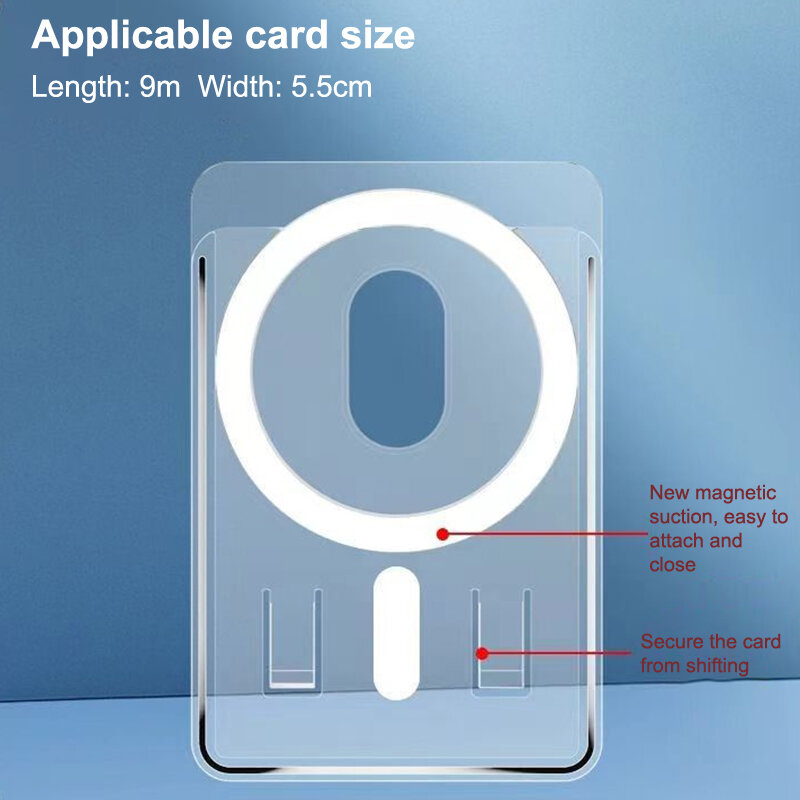 Frosted Magnetic Card Holder For Bus Bank Card Portable Transparent PC Adhesive Card Holder For Xiaomi Apple Huawei