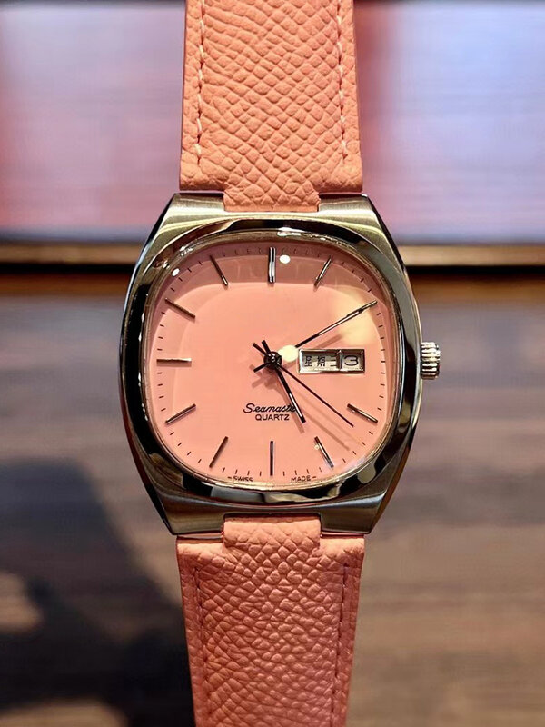 Designer steel case leather strap week calendar TV-shaped quartz watch 2024 Women's new watch Fashion luxury watch