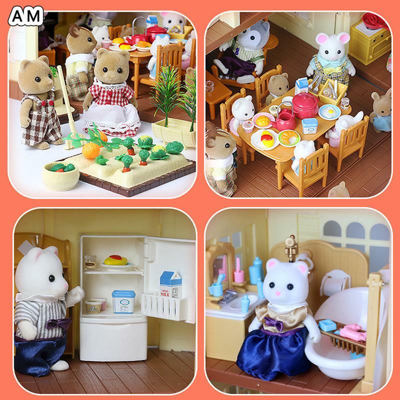 Mesa de comedor en miniatura para casa de muñecas, juego de sillas, muebles para casa de muñecas, accesorios de Decoración de cocina, juguetes de regalo