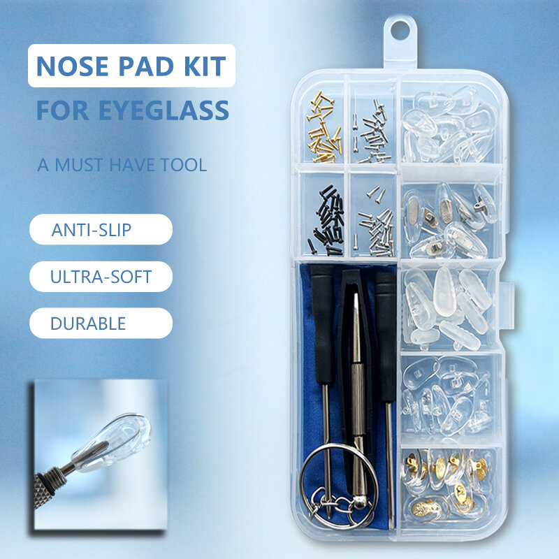 COLOUR_MAX-Silicone Nose Pads para Óculos, Soft Glasses Pads, Sunglasses Screws Repair Kit