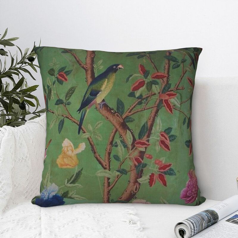 Green Dream Chinoiserie Square Pillowcase Pillow Cover Polyester Cushion Decor Comfort Throw Pillow for Home Car