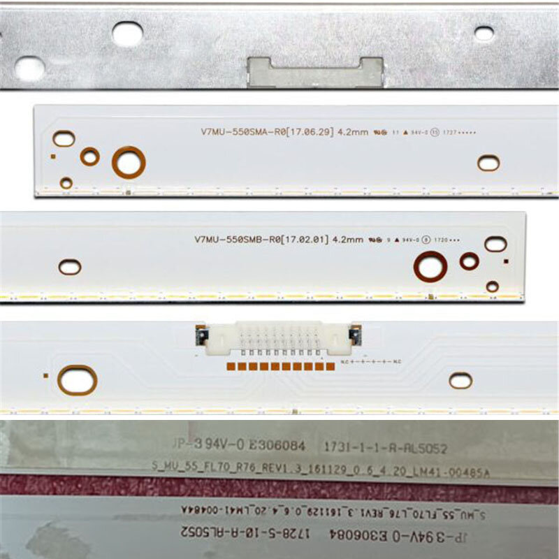 サムスン用LEDバックライトストリップ、ue55mut7050、ua55mu8500、ua55mu9000、ua55mu9500、unm8000、55mu-7.8.9-76ea-l r、BN61-14725A、バー、2個