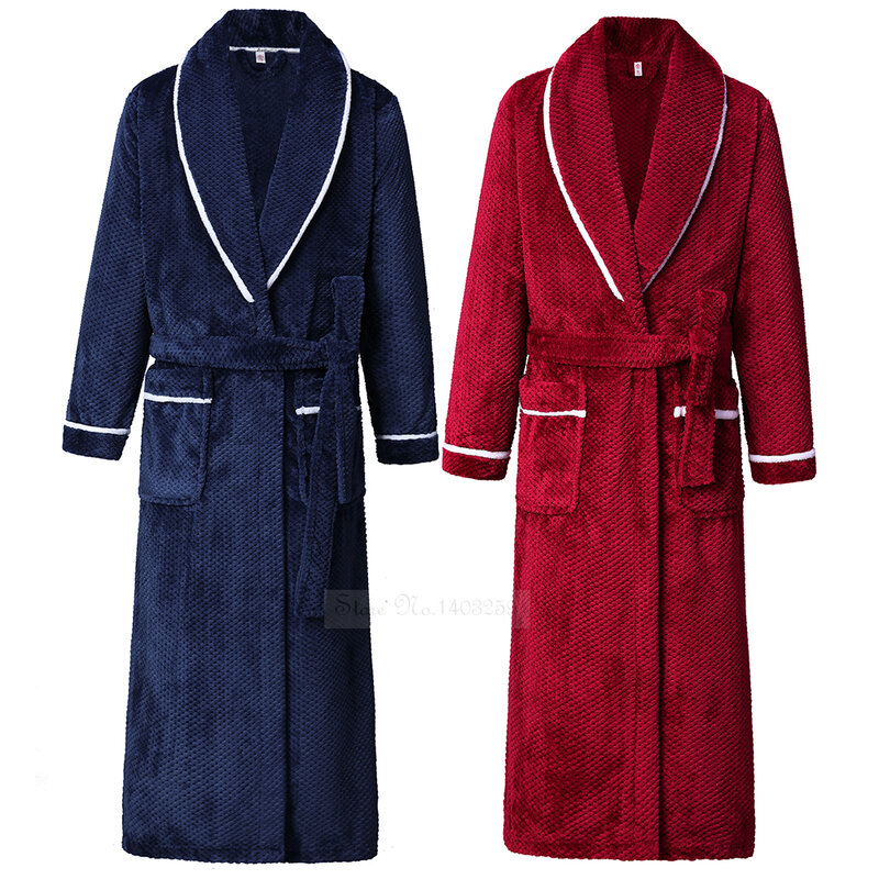 Loose HomeWear Sleepwear Thick Warm Coral Fleece Bathrobe Gown Nightwear Loungewear Oversize 4XL Winter Flannel Long Couple Robe