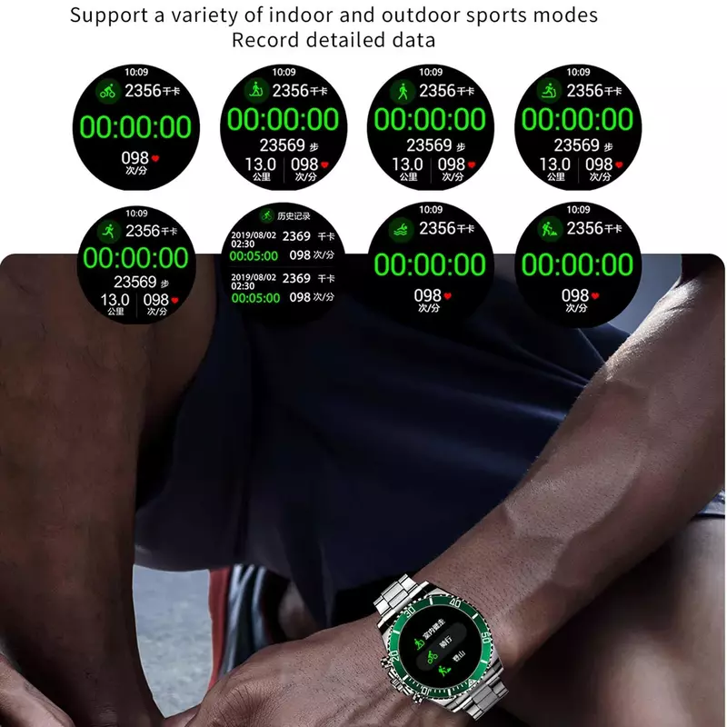 2024สมาร์ทวอท์ชสมาร์ทวอทช์มัลติฟังก์ชั่นสำหรับผู้ชาย, นาฬิกาออกกำลังกายกันน้ำสำหรับกีฬาสตีลนาฬิกาสายเหล็ก AW12เชื่อมต่อบลูทูธ