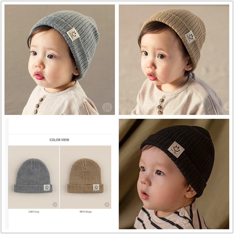 Детская вязаная шапка, мультяшная теплая ветрозащитная шапка карамельного цвета для младенцев, Вязаная Шерстяная мягкая детская шапка, модная теплая шапка для новорожденных бини
