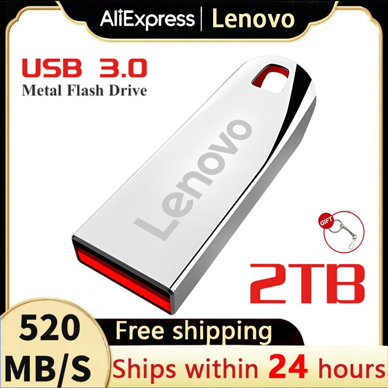 Lenovo U Disk 2TB เพ็นไดรฟ์1TB ความเร็วสูง3.0 USB อินเตอร์เฟซ USB กันน้ำ512GB 256GB แฟรชไดรฟ์128GB pendrive memoria Disk