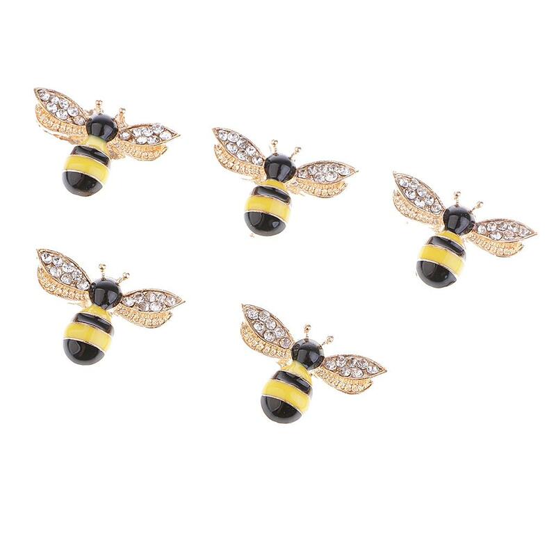 Diamantes de imitación de aleación en forma de abeja, botones planos, adornos para álbum de recortes, 5 piezas