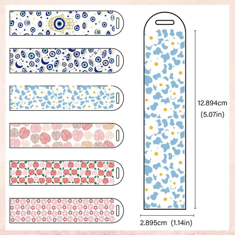 5PCS Ready to Apply UV DTF Bookmark Decals Cold Transfers Spring Flowers Printings Bundle DIY Stickers