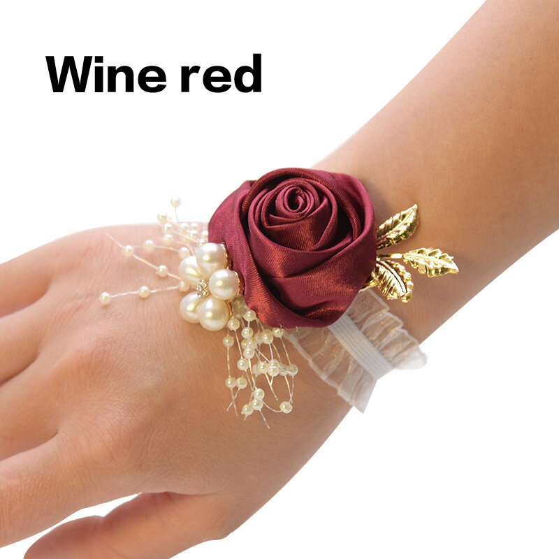 Свадебный браслет на запястье, искусственная роза, цветок, женский браслет для подружки невесты, ювелирные изделия