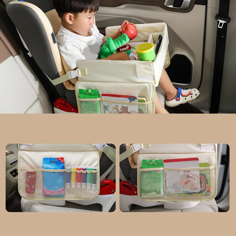 Bandeja de viaje para niños, accesorios esenciales para mesa de actividades, organizador de almacenamiento para asiento de coche, viaje por carretera