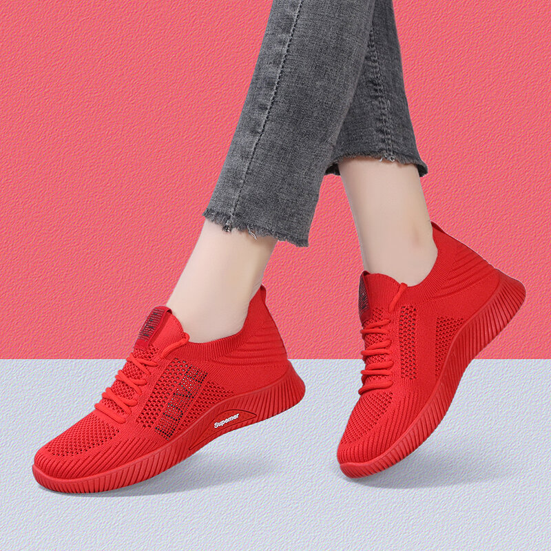 Spring2023 New Women's Fashion Vulcanized Shoes Sports Shoes Women's Lace-up Casual Shoes Breathable Shoes Zapato Tenis De Mujer