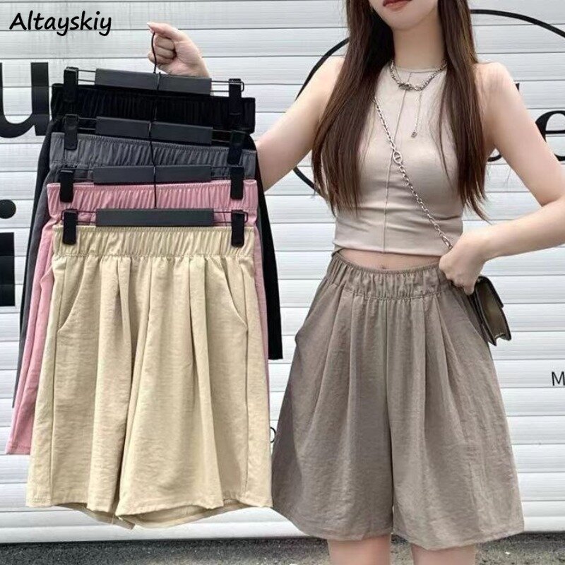 Japan Style Shorts for Women Loose Solid Elastic Waist Fashion Thin Clothing All-match Summer Students Comfortable Prevalent