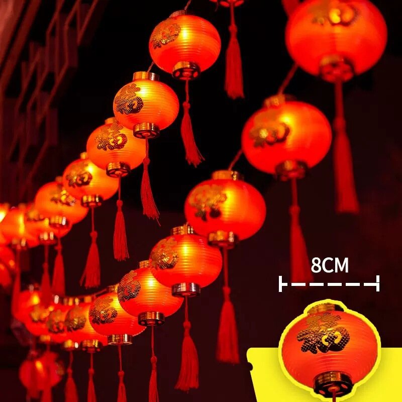 2M 10led Gelukkig Nieuwjaar Rode Lantaarn String Decor Chinese Knoop Lichten String Bruiloft Decoraties Chinese Lente Festival Decor