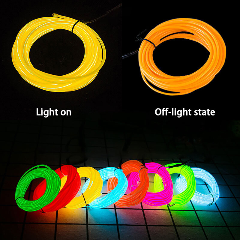 5M Car Interior Led Decorative Lamp EL Wiring Neon Strip For Auto DIY Flexible Ambient Light USB Party Atmosphere Diode Light 1X