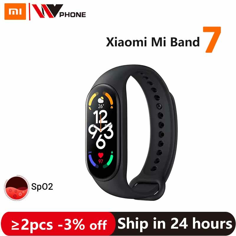 Xiaomi-Mi Band 7 Pulseira Inteligente, 6 Color, AMOLED, Tela 1,62 ", Oxigênio no Sangue 24h, Rastreador de Fitness, 5AM, À Prova D 'Água