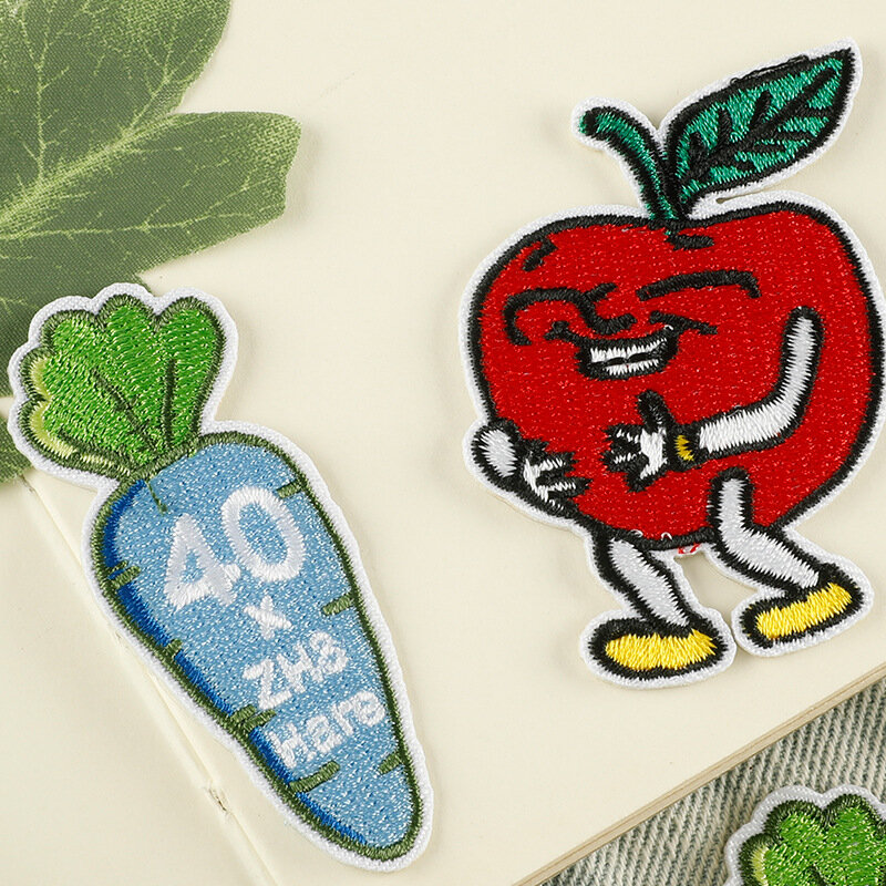 Vegetable Embroidery Patch DIY Fabric Stickers Fruit Badges Thermoadhesive Iron on Patches Accessories for Handbags Denim Jacket
