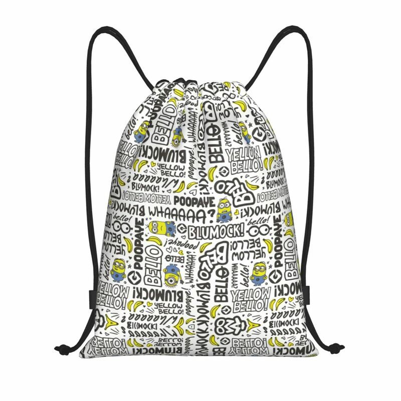 Niestandardowy kolaż M-stwory z kreskówek plecak ze sznurkiem kobiet składana torba na zakupy worek sportowy na siłownię