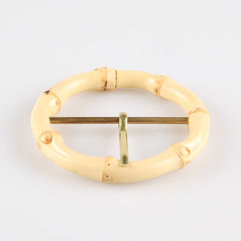 Mode Kleidung Garment Bekleidung Accessoires Einzigartige Handgemachte Runde Kreis Ring Natürliche Bambus Wurzel Gürtel Pin Schnalle