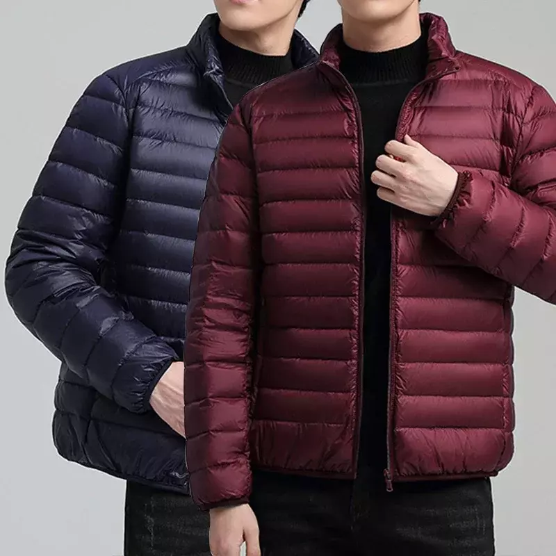 Solid Lightweight Winter Warm Parkas Standing Collar Cotton Down Padding Parkas For Men Casual Thick Jackets Male Winter Coats
