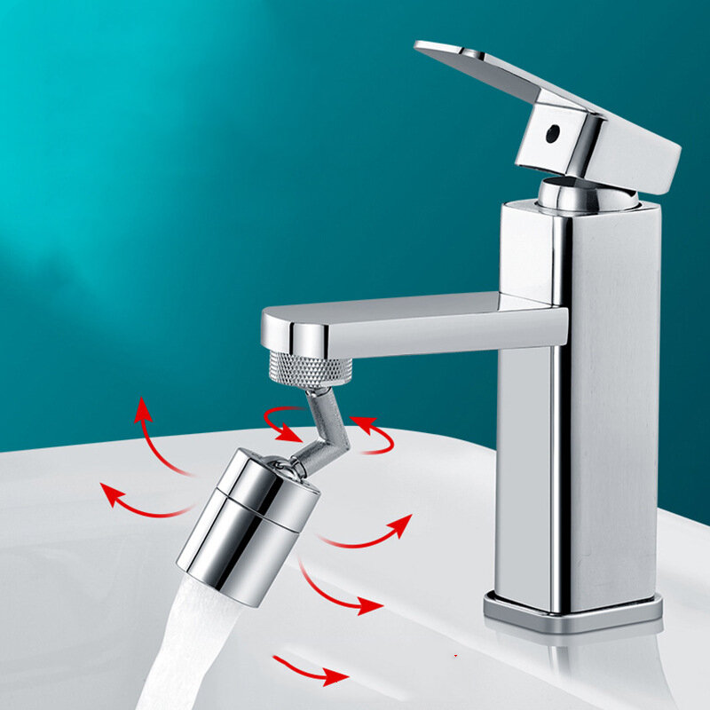 Silver 720 Degree Universal Tap Aerator Swivel Water Saving Plastic Faucet Spray Head Wash Basin Tap Extender Adapter