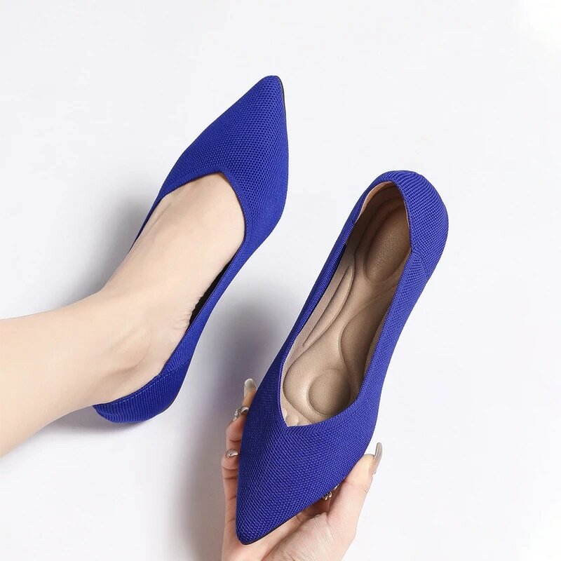 Spring and autumn flat shoes fashion leisure Women's flat shoes pointed knitting elastic comfortable boutique shoes