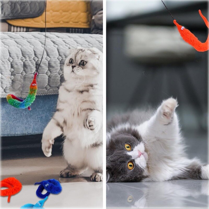 100 Pcs Magic Twisty Worm Fuzzy Worm on a Invisible String Magic Twisty Fluffy Worm Wiggly Worms for Kids Cat (colori casuali)