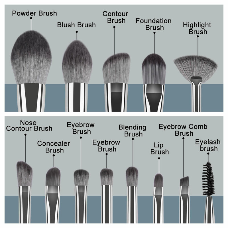 Professional Makeup Brushes Set, Super Macio Detalhe, Blush, Highlighter, Fundação, Corretivo, Escova de Sombra, Beauty Tool, Novo, 1 Pc, 14Pcs