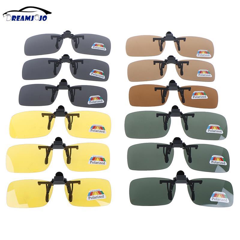 Unisex clip-on polarizada óculos de condução, dia e visão noturna, lente flip-up, óculos de sol para fora, alta qualidade, 1pc