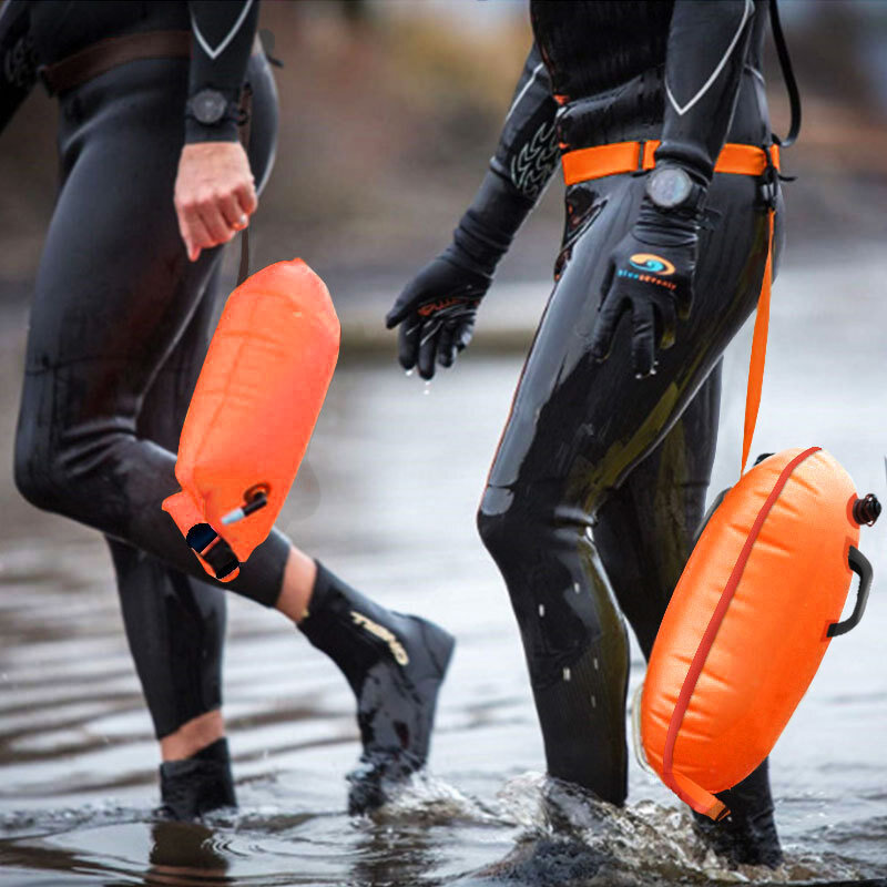 Boya de natación de seguridad al aire libre, bolsa de flotador de natación multifunción con cinturón de cintura, bolsa de almacenamiento de cinturón salvavidas de PVC impermeable para deportes acuáticos