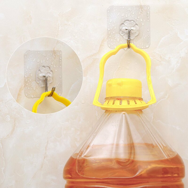 1 Stück transparenter Edelstahl starke selbst klebende Haken Schlüssel Aufbewahrung bügel für Küche Bad Tür Wand Multifunktion
