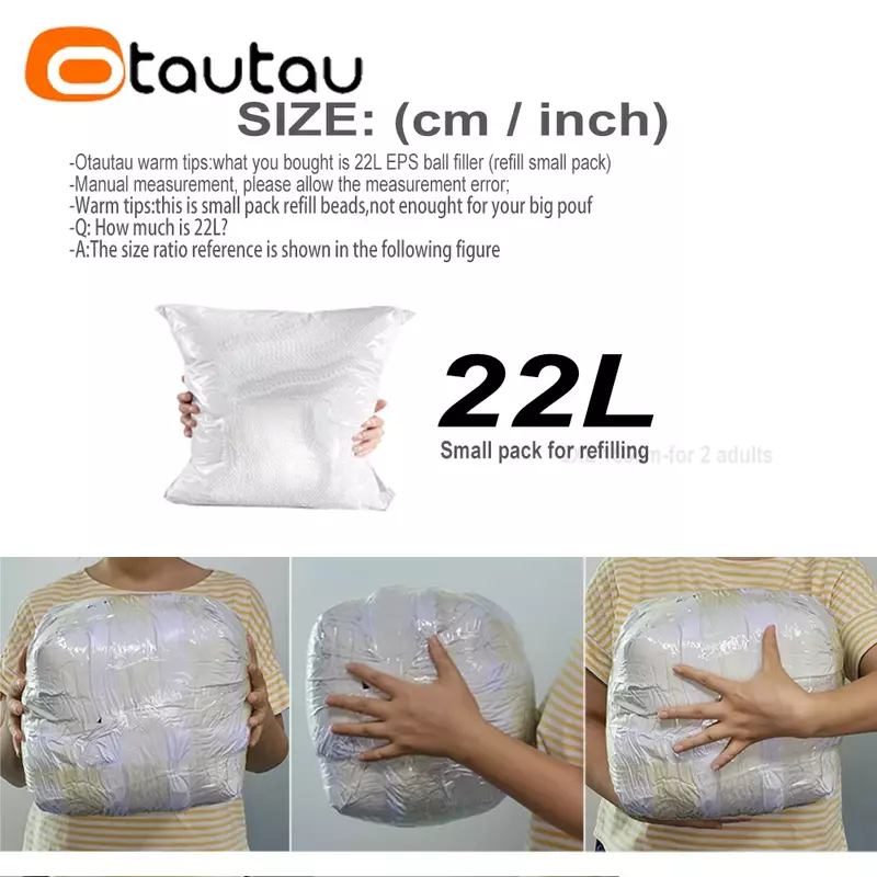 OTAUTAU 22L 3-5mm EPS Ball Pouf Refill Filler Foam Polystyrene Bean Bag Sofa Chair Pillow Doll Filling Artificial Snow TL001