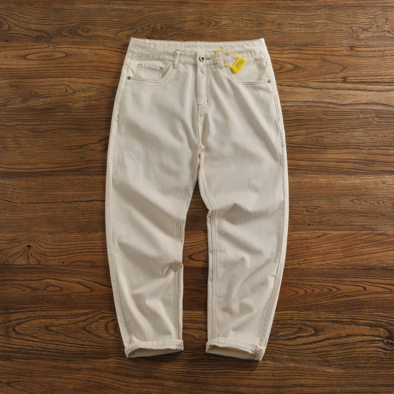Повседневные красивые белые джинсы-планктон, мужские прямые мешковатые брюки с драпировкой в стиле Хай-стрит, подходящие ко всему зауженные брюки