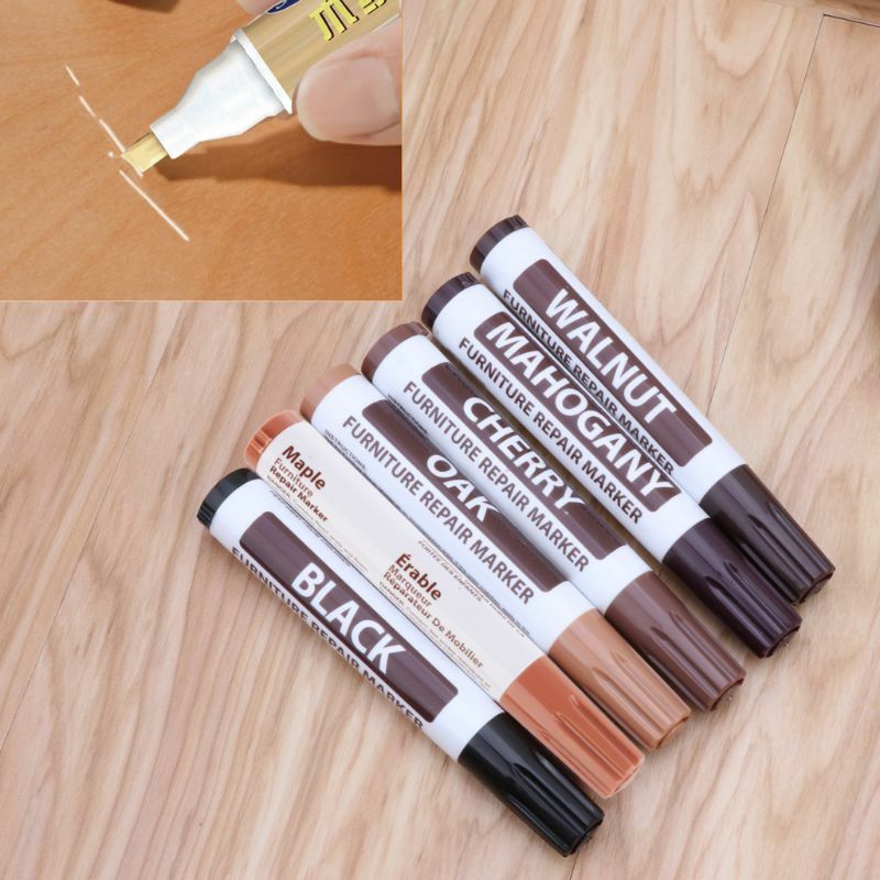 Furniture Repair Pen Wood Markers for Touch Ups & Cover Ups Scratch Repair Marker For Wood Floors, Tables, Desks, Bedpos